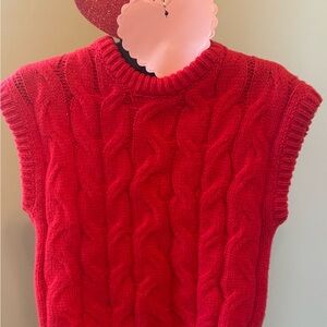 Red Cable Knit Women's Sweater Vest size Small